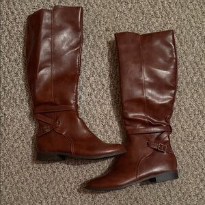 Brown Knee-High Leather Boots